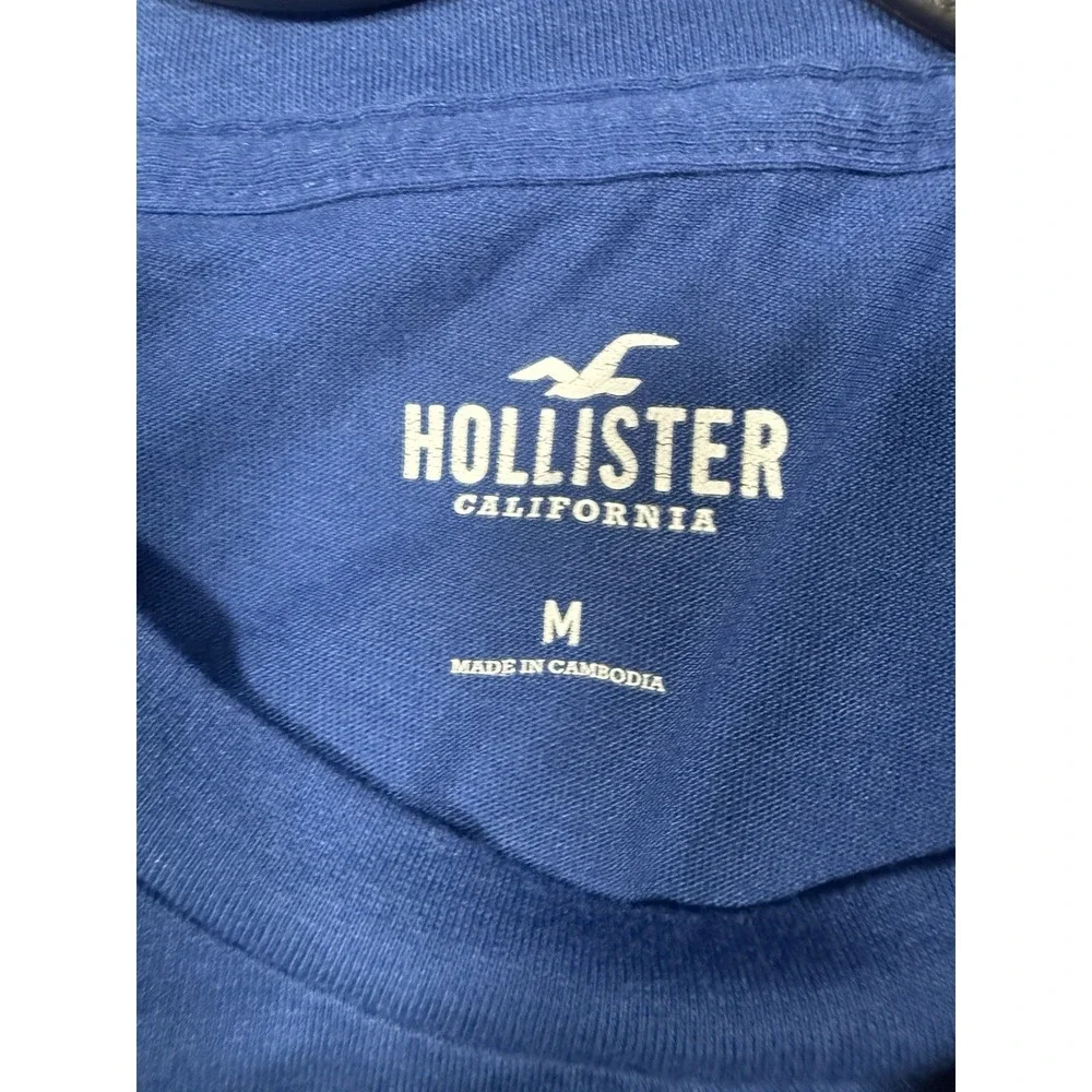 Hollister Men's Blue Palm Tree Graphic Crew Neck T-Shirt  Size M